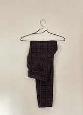 simply vera vera wang plaid skinny pants - dark red, size M