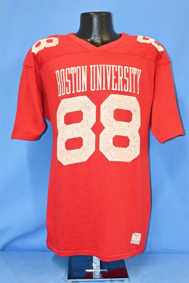 vintage 80s BOSTON UNIVERSITY TERRIERS 88 RED FOOTBALL JERSEY t-shirt COLLEGE L - Image 2 of 4