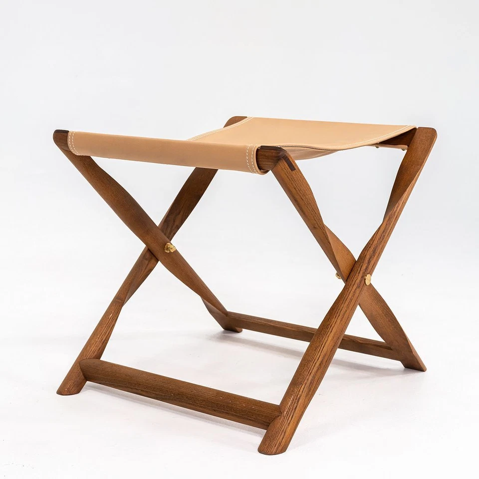 2021 Carl Hansen KK87830 Propeller Stool by Kaare Klint Leather w Smoked Oil Oak - Image 2 of 4