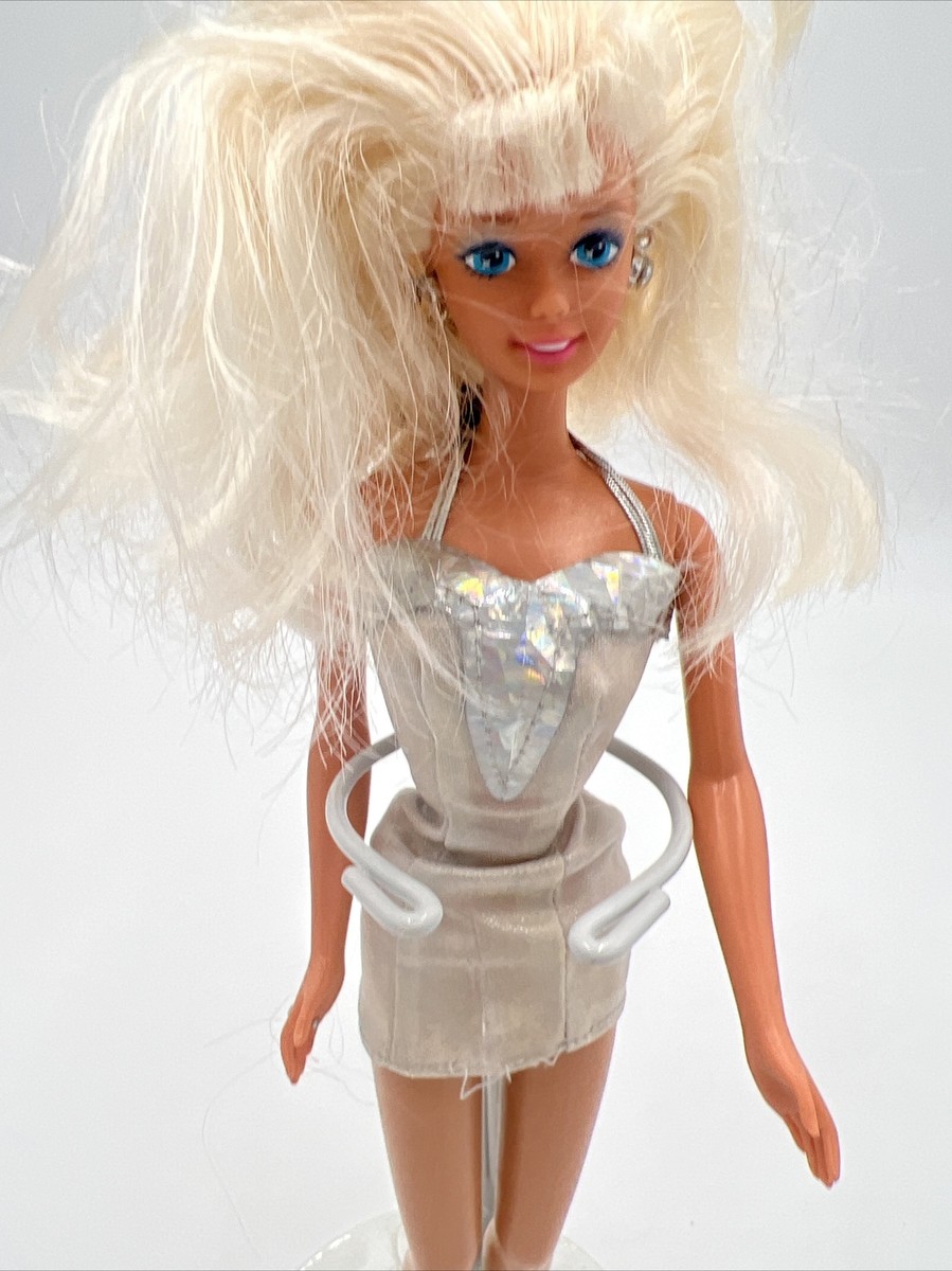 Vintage, Mattel Barbie With White Hair and Silver Dress, 90s