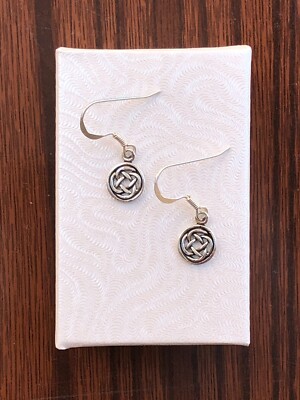 925 Sterling Silber Kreis Keltischer Knoten Ohrhänger Haken Ohrringe Zierlich 8mm/26mm Damen