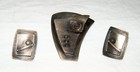 Vtg Hand Signed Modern A/P BRULSON'05 STERLING 14K BROOCH EARRINGS SET Pierced — photo 9