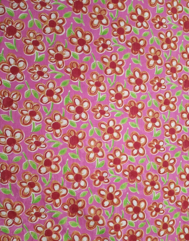 Vintage Winky Textile Inc Fabric Tossed Flowers Floral Quilting Fabric 56"x64" - Image 3 of 4
