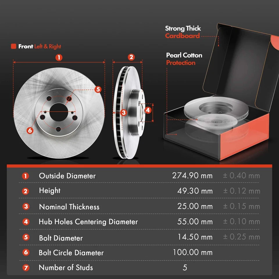 Rotores de freno de disco y pastillas de freno laterales delanteros y traseros para Scion tC 2005 2006-2010 Foto 2 de 4