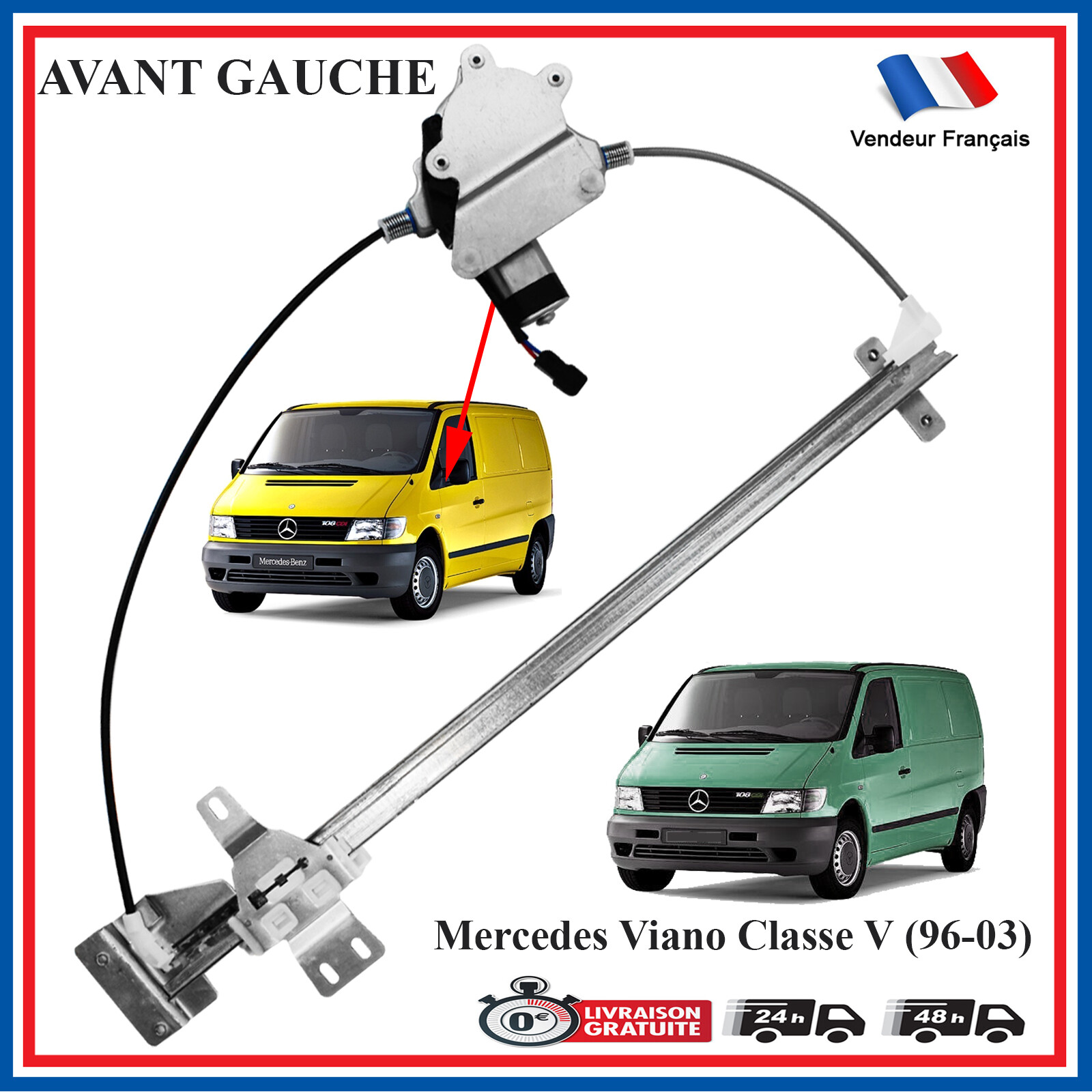 Moteur lève-vitre avant gauche W638 résout le blocage vitre de votre Vito