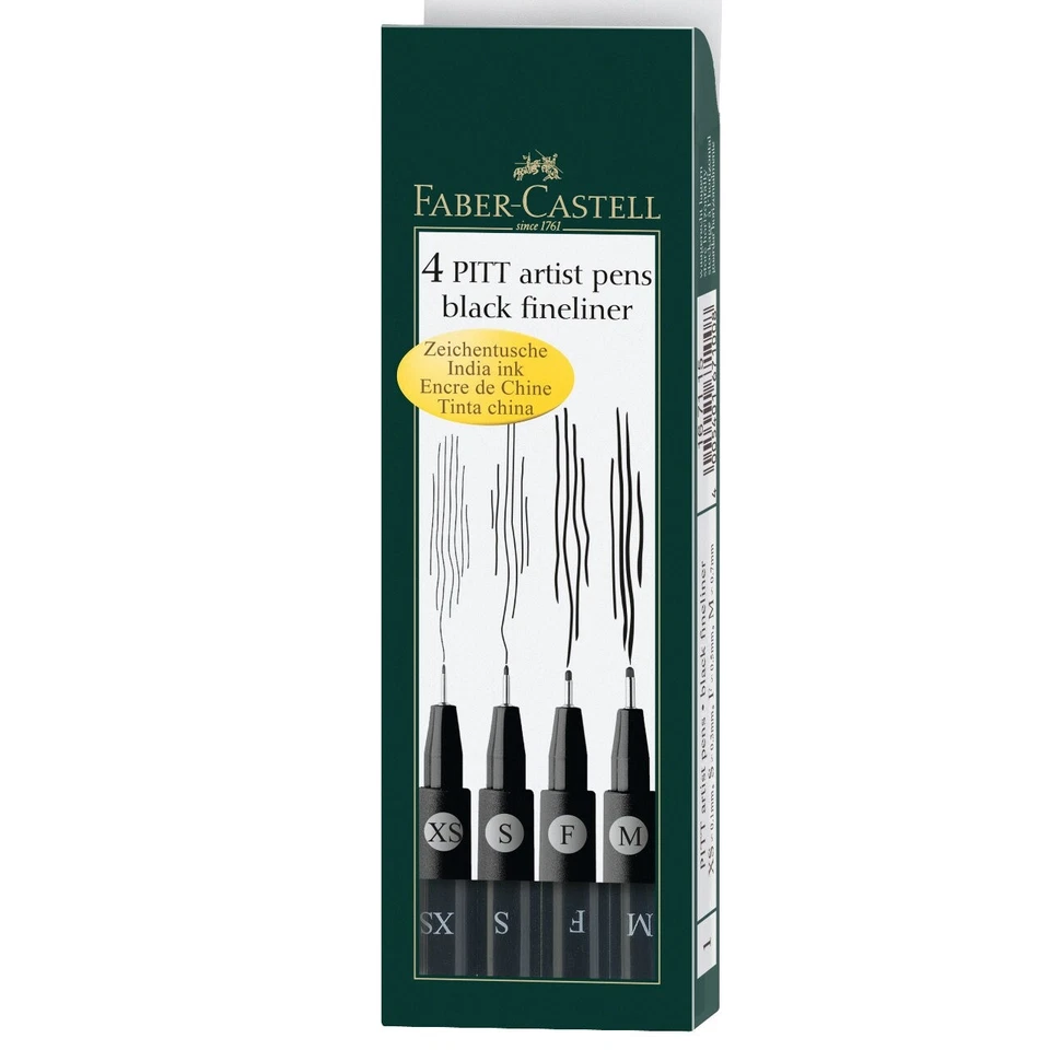 (2,119€/Stück) Artist Pen Fineliner - 4er Set schwarz Faber-Castell 167115