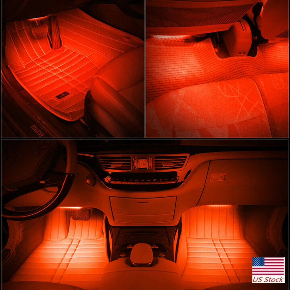 RGB LED Lights Under Dash Car Interior Atmosphere Strip Neon Light Kit - Image 3 of 4