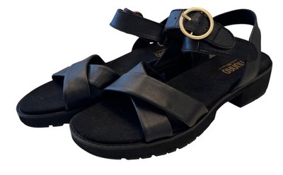 Munro Knox Black Size 9.5 Leather Strapy Sandal NWOB 1.5'' Heal