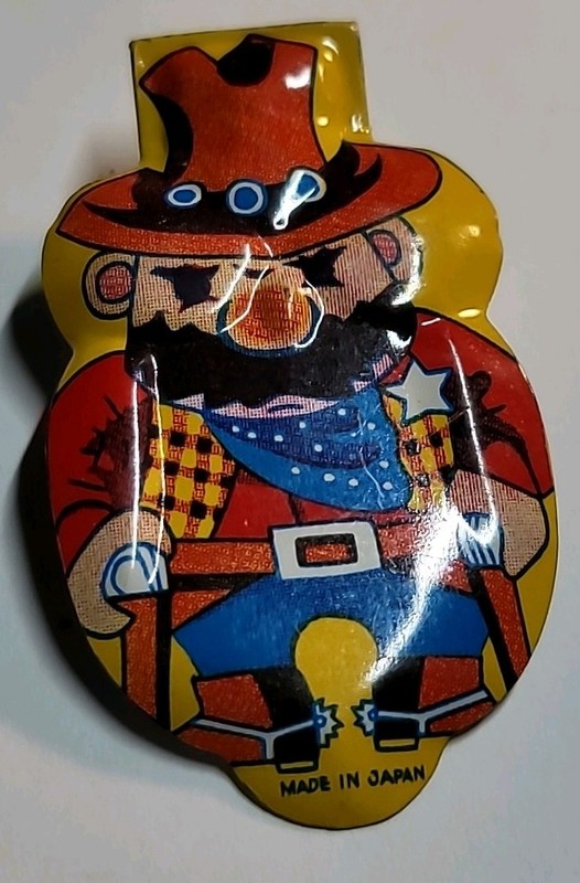 Vintage Made In Japan Western Style Sheriff Clicker Cowboy Old West Cartoon