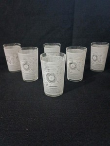 Vintage MCM White floral print juice glasses Set of 6