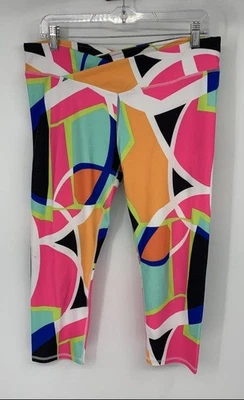 Fabletics Womens Multicolor Abstract Print Elastic Waist Capri Leggings Size L - Image 1 of 4