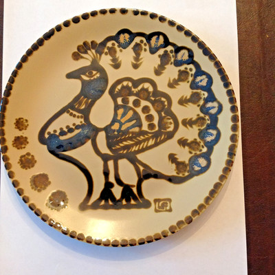 Vintage Shen Yang Collectors Plate With A Fancy Wild Turkey Tan/Brown 8''
