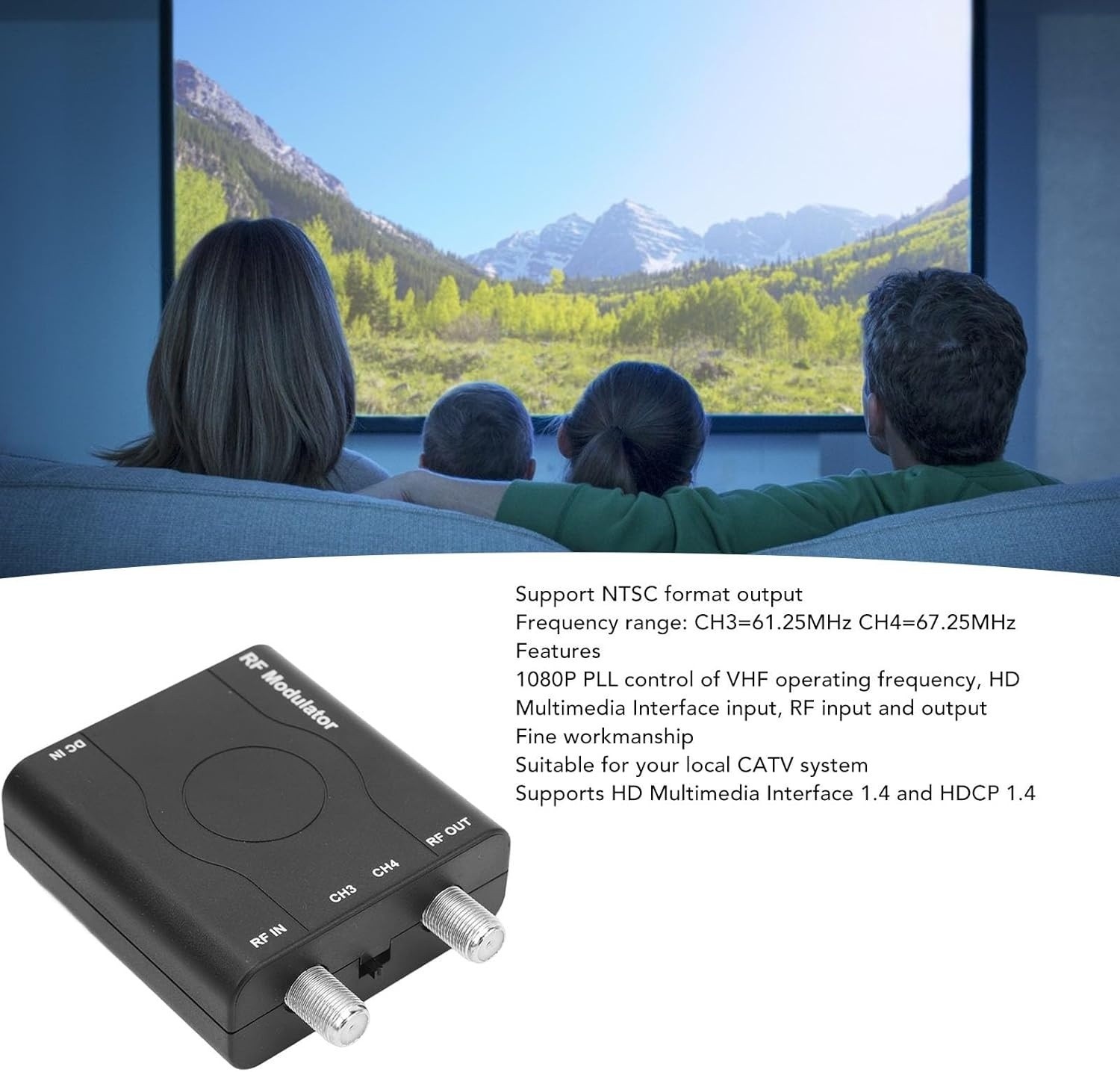 HDMI to RF Modulator, HDMI Coaxial Converter, HDM61, Supports NTSC Format Output
