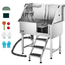 38 Inch Stainless Steel Dog Washing Station Pet Grooming Tub Hot  Cold Fa