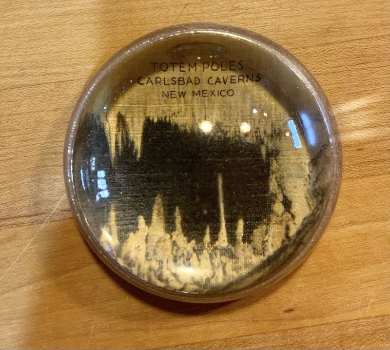 Carlsbad Caverns New Mexico Souvenir Paperweight Round Dome 3" Dia