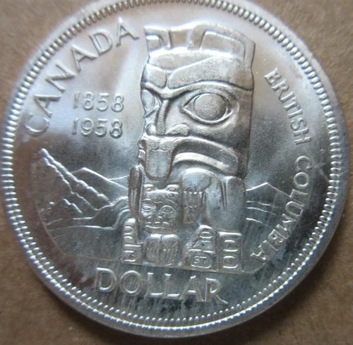 1958 Canada Silver Dollar Coin. UNC MS GRADE $1 (RP)