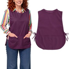 Unisex Smock Apron Kitchen Apron for Men and Women with Pocket Rose Red 