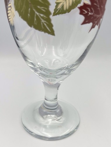 Vintage Libbey Glass Goblet Autumn Leaves 6 oz ~ 7” H x 3” W ~ Made In USA - Picture 4 of 8