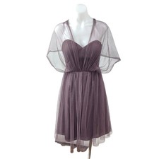 Jenny Yoo Mesh Sheer Tulle Cape Sleeve Convertible Mini Cocktail A-Line Dress 8