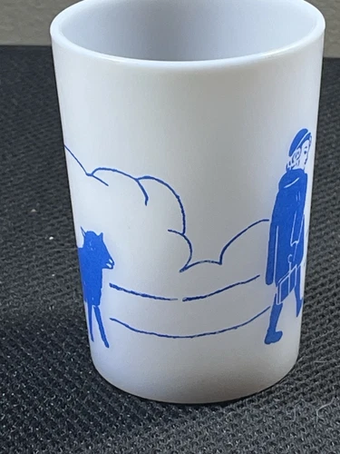 Vintage Mary Had A Little Lamb White Milk Glass Story glass Fairytale cup