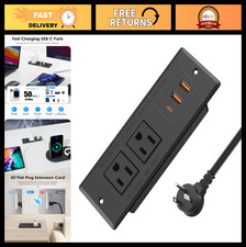 Recessed Power Strip with 20W USB-C, Flush Mount, 45  Flat Plug, 6FT Cord
