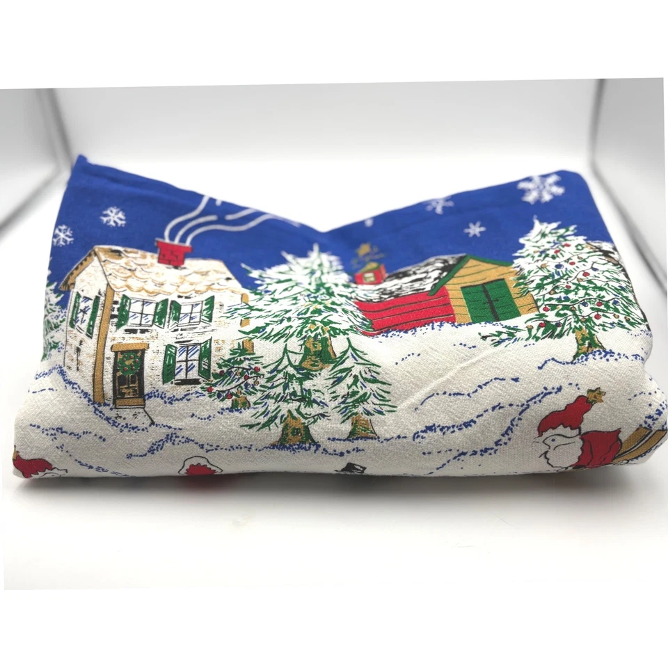 Tablecloth Christmas Winter Scene 8 1/3 ft x 5 ft Santa Claus Snowman Holiday - Image 4 of 4
