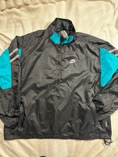 Vintage 90s Nike Black and Teal 1/2 Zip Windbreaker Jacket XLarge
