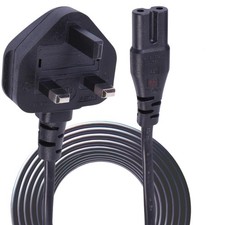 3M Power Cord UK Plug to Figure 8 Fig of 8 Lead Cable C7 Black - 3 Meters