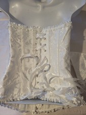 Women's Boned Lace-Up Overbust  Bustier Burlesque Basque Costume Satin Corset L