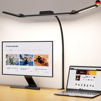 EppieBasic Desk Lamp LED Clampable, 24 W, 3 Lamp Heads, Dimmable for Home