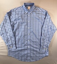 Brooks Brothers Mens Medium Plaid Button Down Shirt Blue non-iron Original