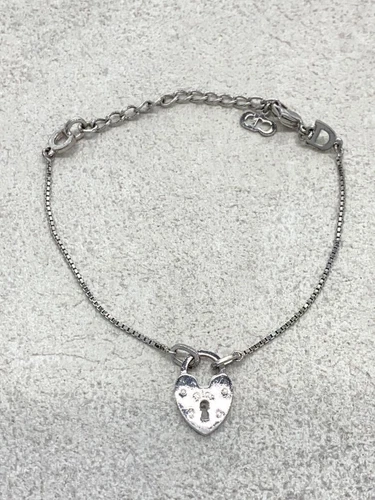 Christian Dior Heart Cadena Padlock Silver Necklace Bracelet U