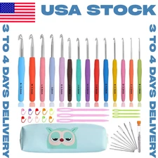Crochet Hook Set 14 Sizes for Arthritic Hands Pastel Ergonomic Easy Grip Bright
