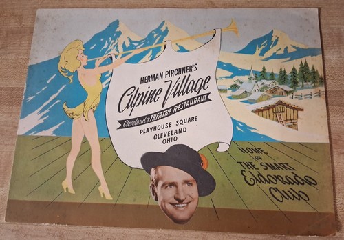 Restaurant Souvenir Dinner Photo Vtg 1955 Folder Theatre Cleveland Couple OOAK