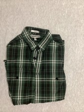 Express Men's M Plaid Button-Up Shirt Green Black Fitted