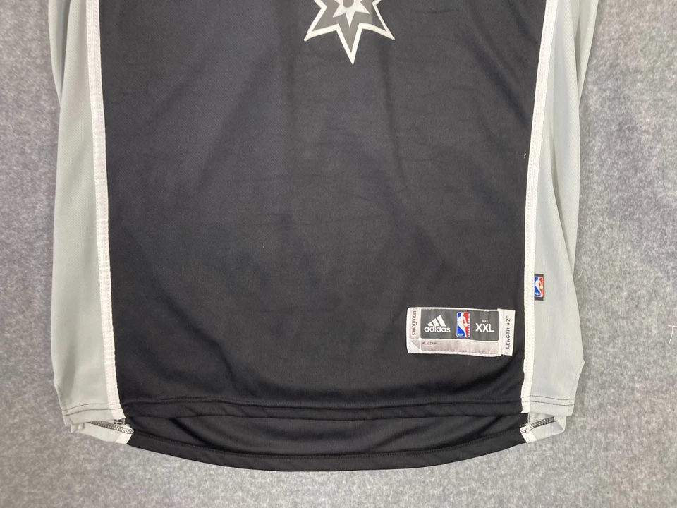 Camiseta Swingman San Antonio Spurs Adidas Kawhi Leonard #2 2XL preta cinza gola V - Imagem 4 de 4