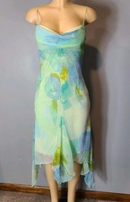 Vtg Y2K Alyn Paige Fairy Dress Pastel Womens Sz Small Flowy Wedding Watercolor