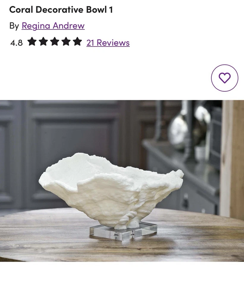 REGINA ANDREW CORAL PIEZA DE ARTE GRANDE BLANCO Foto 2 de 2