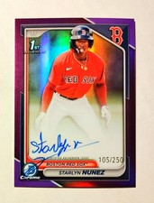 Starlyn Nunez 2024 1st Bowman Chrome AUTO PURPLE REFRACTOR 105/250 Red Sox RC S6