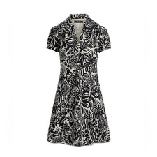 Lauren Ralph Lauren Black Floral Crepe V-neck Mini Casual Dress Women’s Size 10