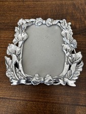 Vtg 1992 Pewter Picture Frame Butterflies Bow, Flowers Cottagecore