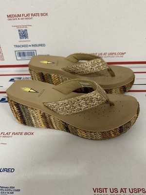 Volatile Women's Platform Sandals Woven Thong Textile Size 8
