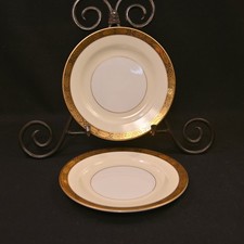 Noritake 2 Bread & Butter Plates Japan 1948-1953 Goldkin Floral Gold Black HTF