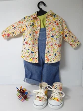 Vintage 1st ed American Girl Today Doll BUDDING ARTIST Outfit Complete w Clip
