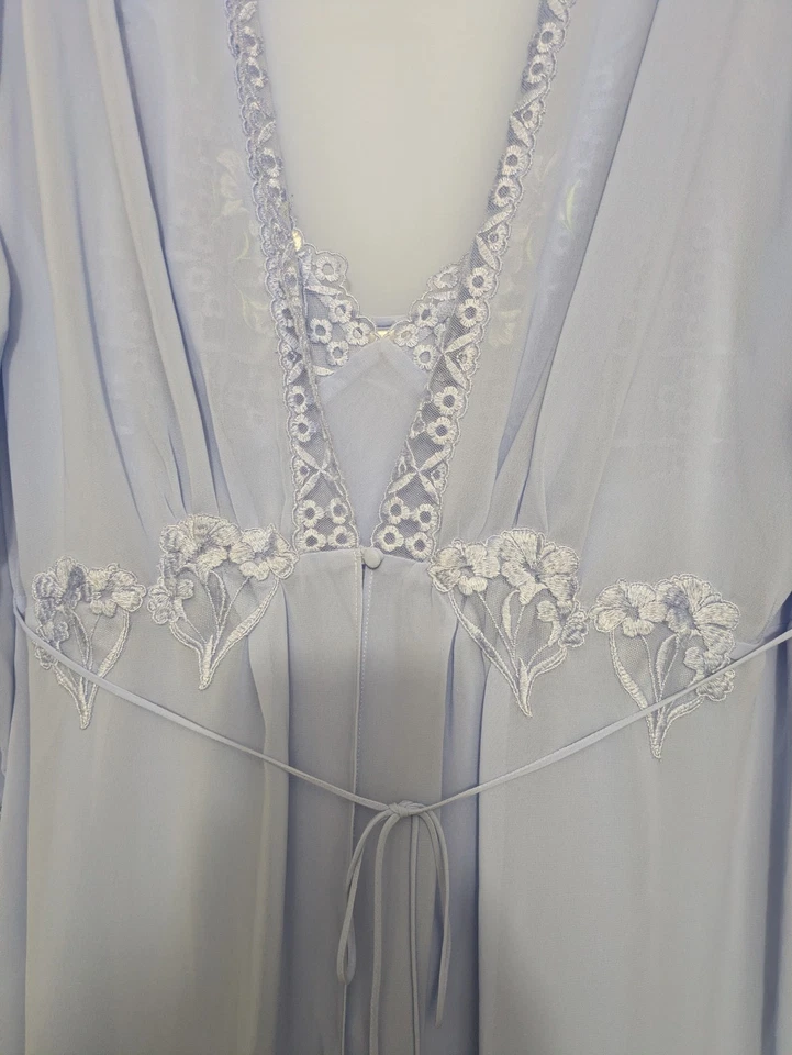 Conjunto de camisón y bata de encaje azul ropa de dormir Cabernet para mujer XL estilo vintage Foto 2 de 4