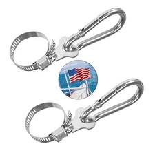 2-Piece Flag Pole Rings, Stainless Steel Adjustable flagpole Ring Clip Anti W...