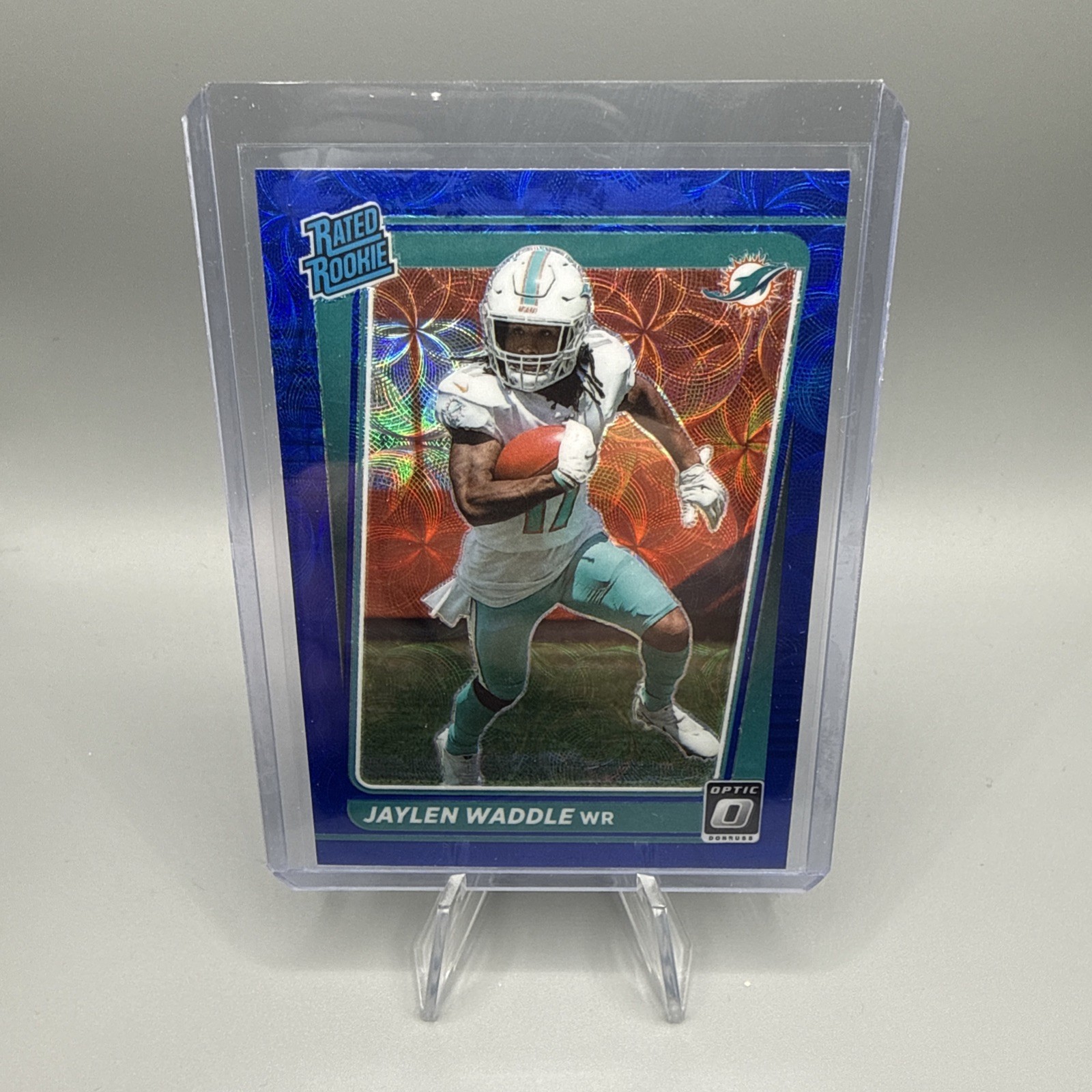 2021 Panini Donruss Optic Rated Rookie Jaylen Waddle #208 Blue Scope Prizm (RC)