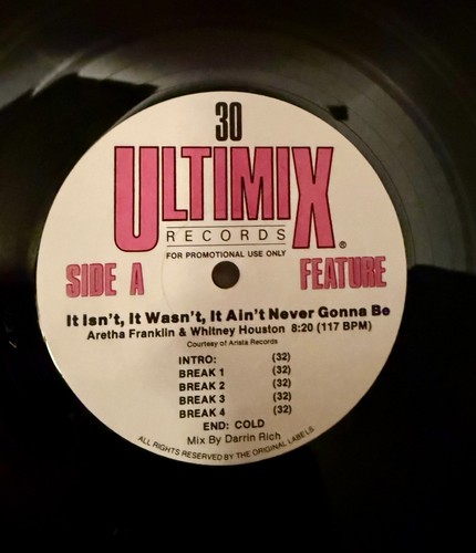 Ultimix 30 Aretha Franklin Whitney Houston Neneh Cherry DJ Promo LP VG+/VG