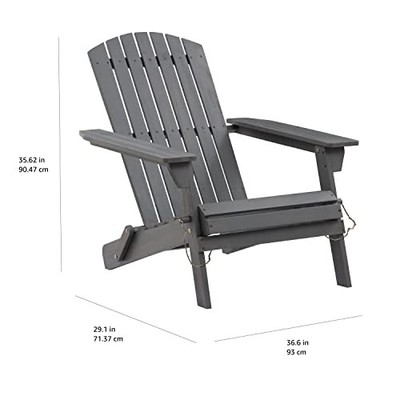 AWARE FSC CERTIFIED OUTDOOR FOLDING ADIRONDACK CHAIR, ACACIA WOOD, DARK AMAZON