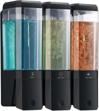 Shower Dispenser 3 Chamber No Drill Wall Mounted Shampoo Conditioner Body Wash